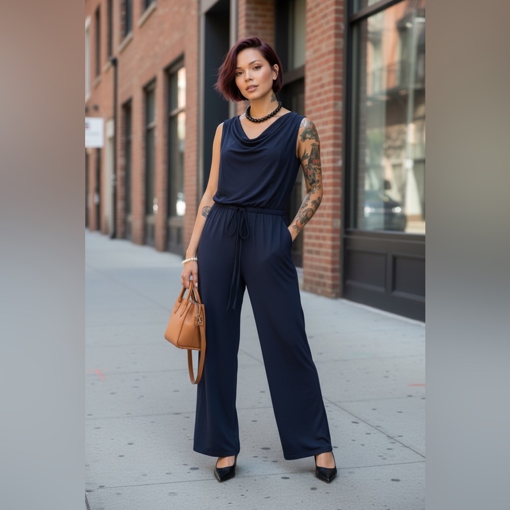Enfocus Studio Sleeveless Navy Jumpsuit stunning☑️
